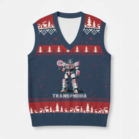 LGBTQ Trans V-Neck Knit Sweater Vest Stop Transphobia Trans Rights Social Justice - Wonder Print Shop