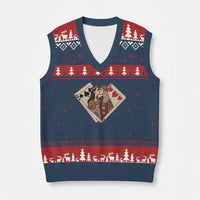 Lesbian Pride V-Neck Knit Sweater Vest Vintage Kissing Cards Sapphic Art - Wonder Print Shop