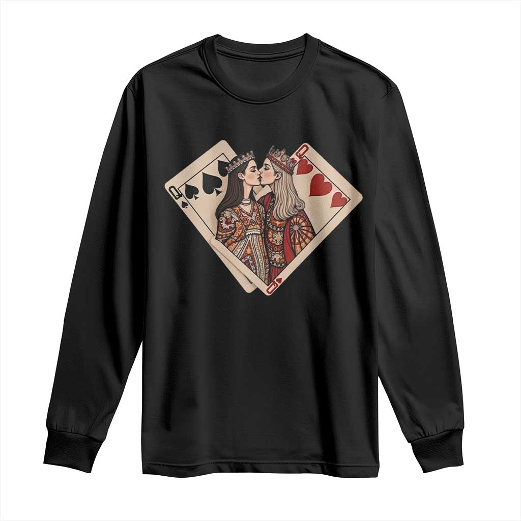 Lesbian Pride Long Sleeve Shirt Vintage Kissing Cards Sapphic Art