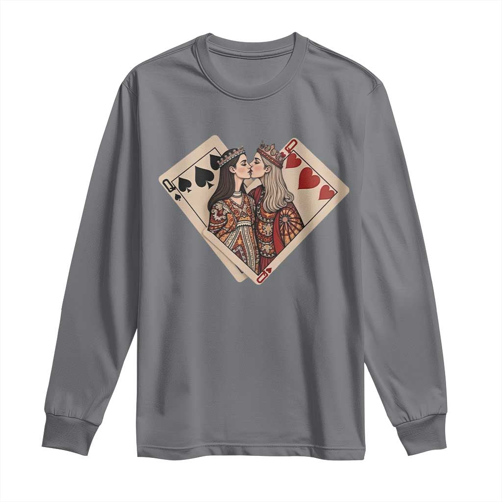 Lesbian Pride Long Sleeve Shirt Vintage Kissing Cards Sapphic Art