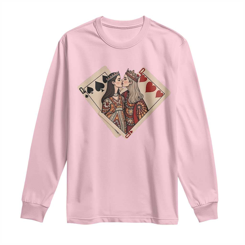 Lesbian Pride Long Sleeve Shirt Vintage Kissing Cards Sapphic Art