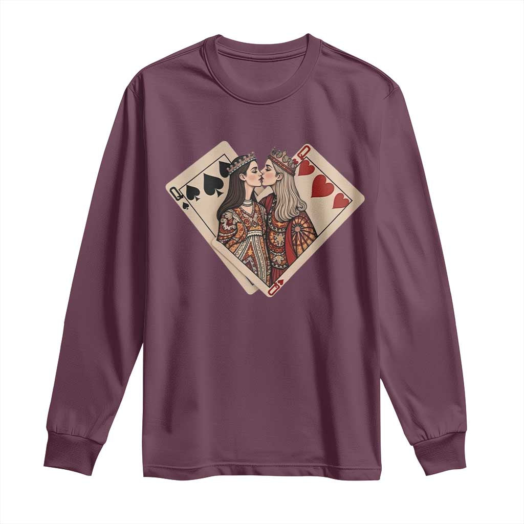 Lesbian Pride Long Sleeve Shirt Vintage Kissing Cards Sapphic Art