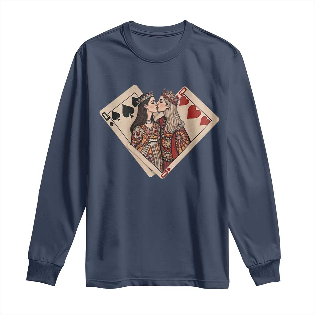 Lesbian Pride Long Sleeve Shirt Vintage Kissing Cards Sapphic Art