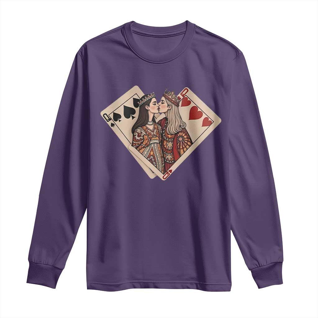 Lesbian Pride Long Sleeve Shirt Vintage Kissing Cards Sapphic Art