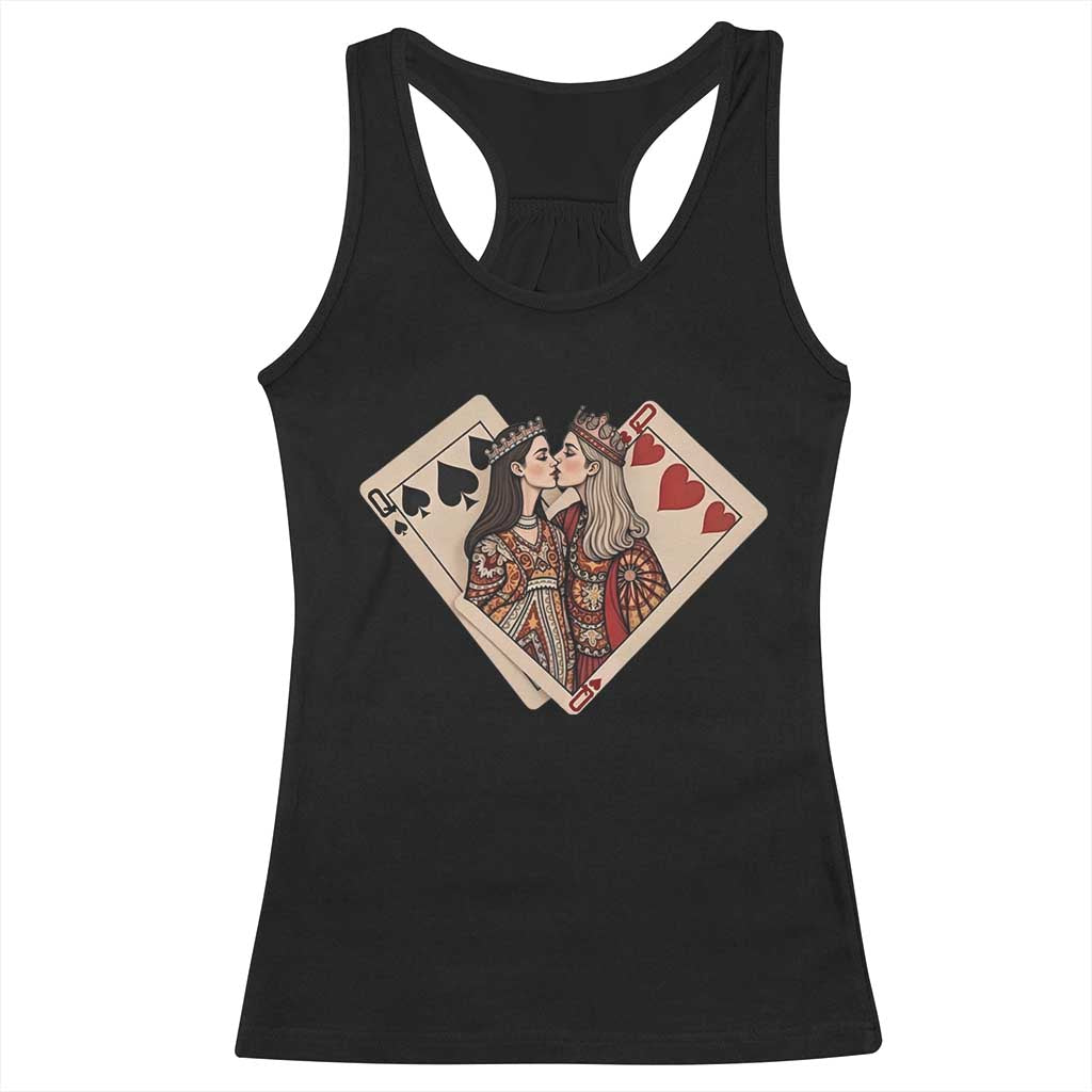 Lesbian Pride Racerback Tank Top Vintage Kissing Cards Sapphic Art