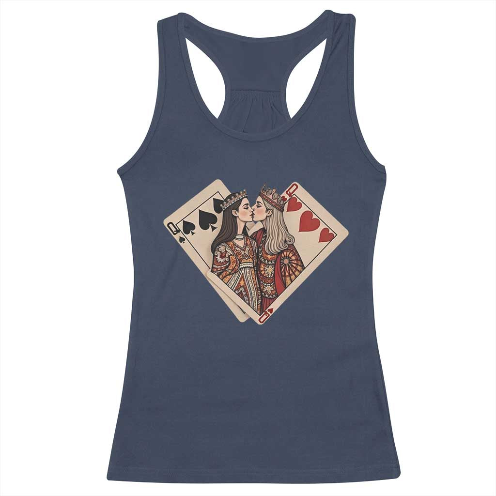 Lesbian Pride Racerback Tank Top Vintage Kissing Cards Sapphic Art
