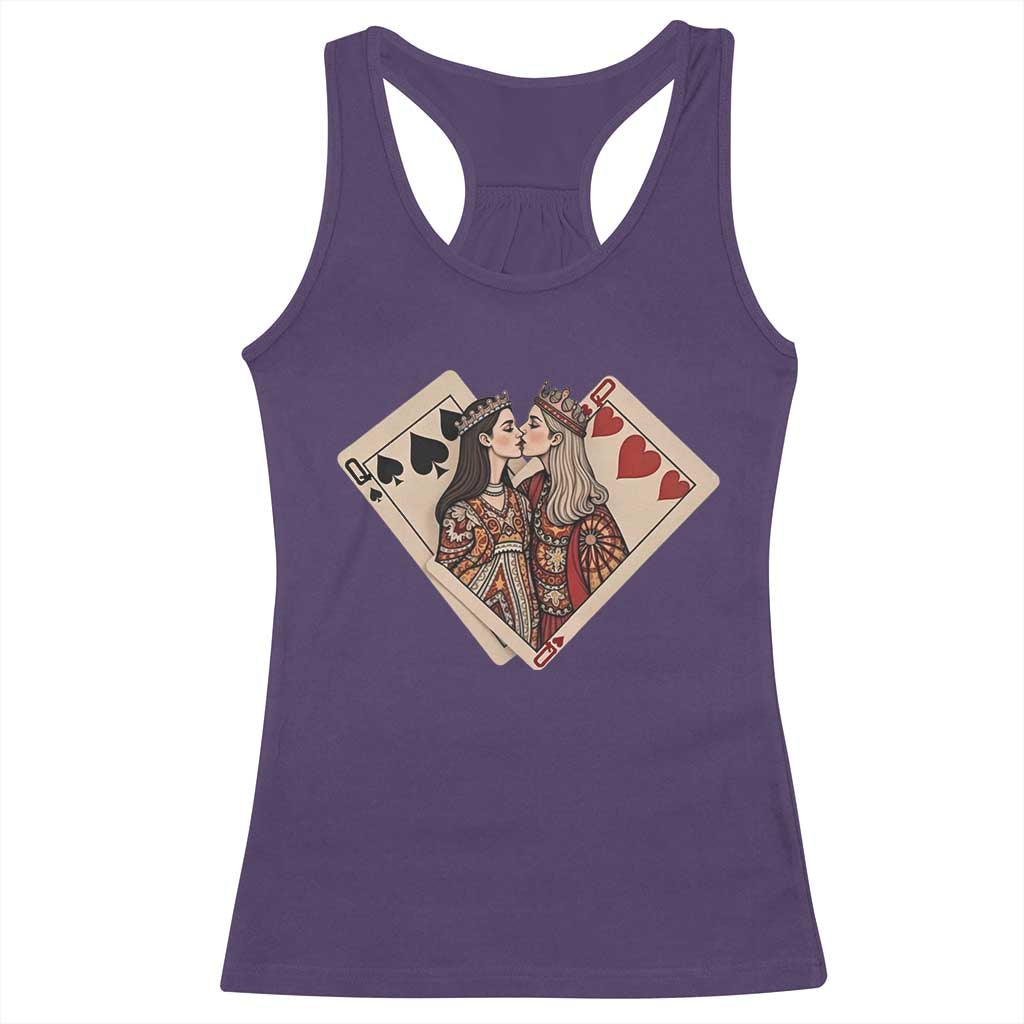 Lesbian Pride Racerback Tank Top Vintage Kissing Cards Sapphic Art
