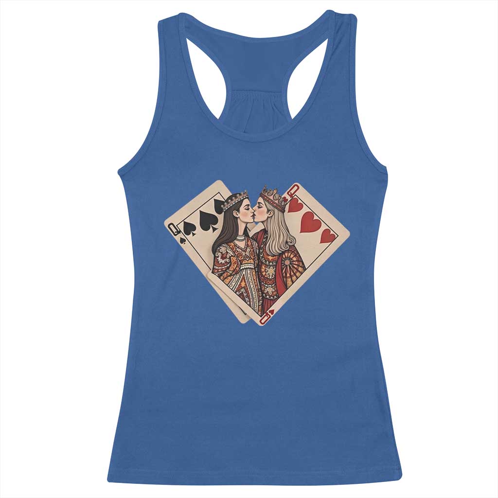 Lesbian Pride Racerback Tank Top Vintage Kissing Cards Sapphic Art