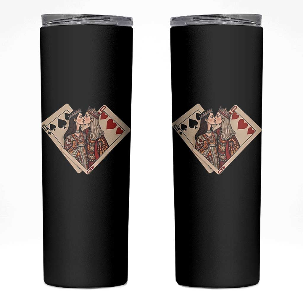 Lesbian Pride Skinny Tumbler Vintage Kissing Cards Sapphic Art
