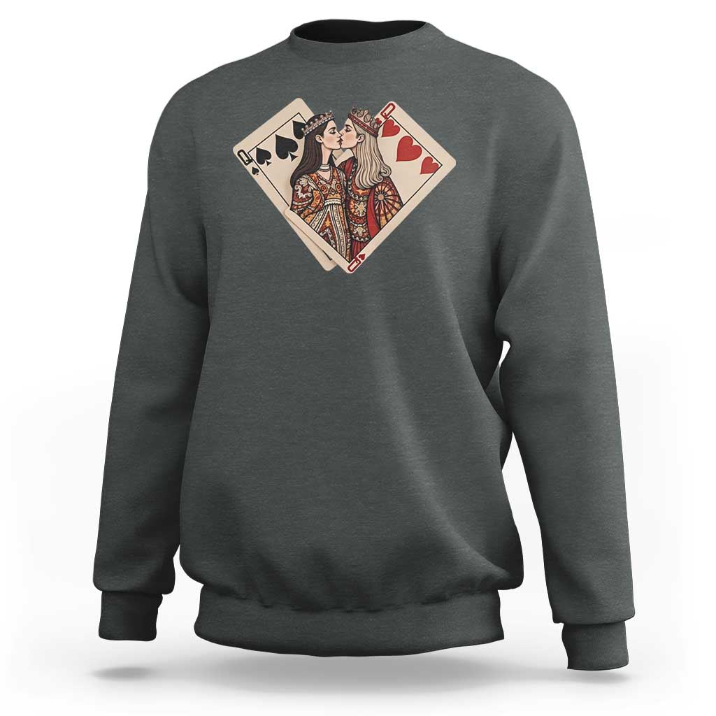 Lesbian Pride Sweatshirt Vintage Kissing Cards Sapphic Art