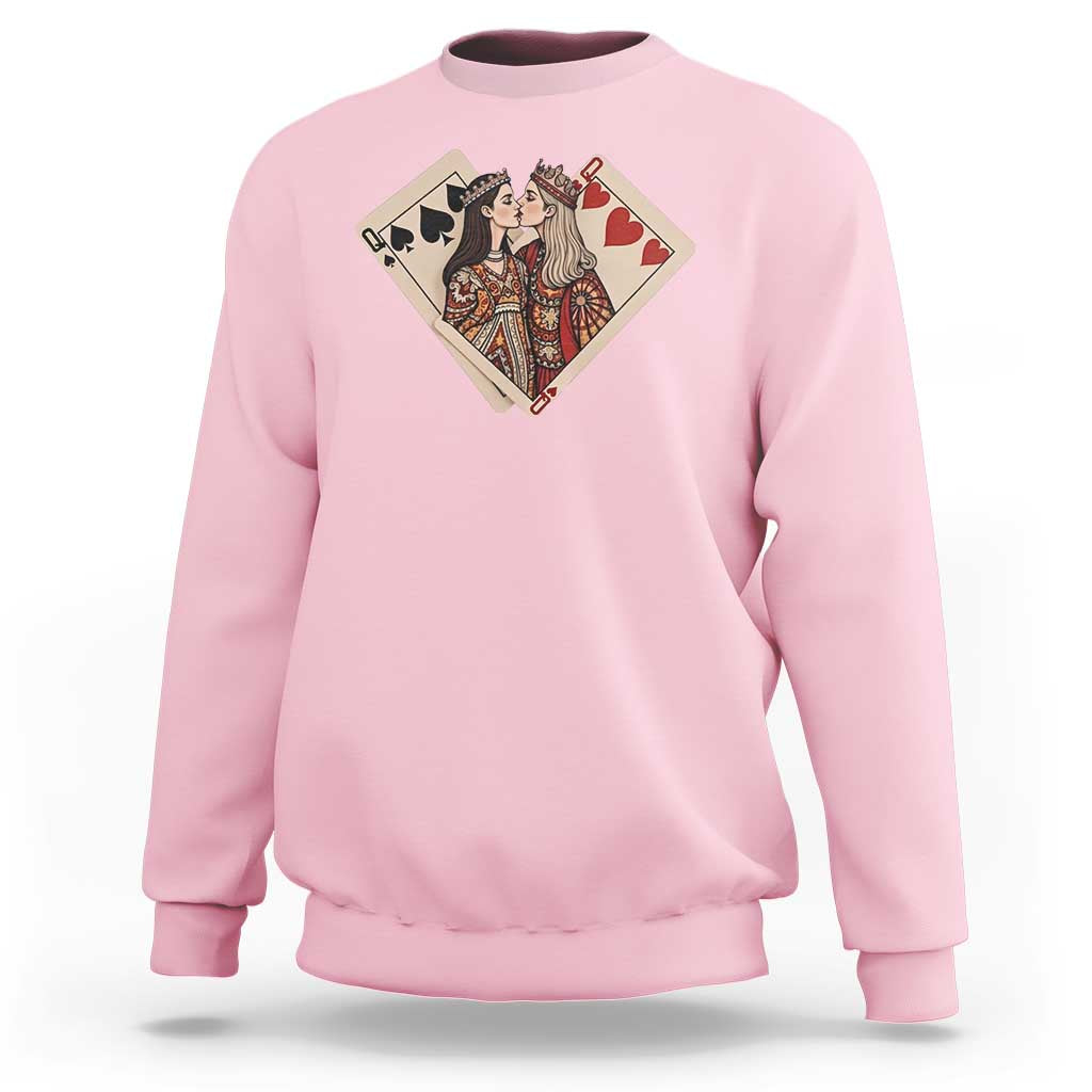 Lesbian Pride Sweatshirt Vintage Kissing Cards Sapphic Art