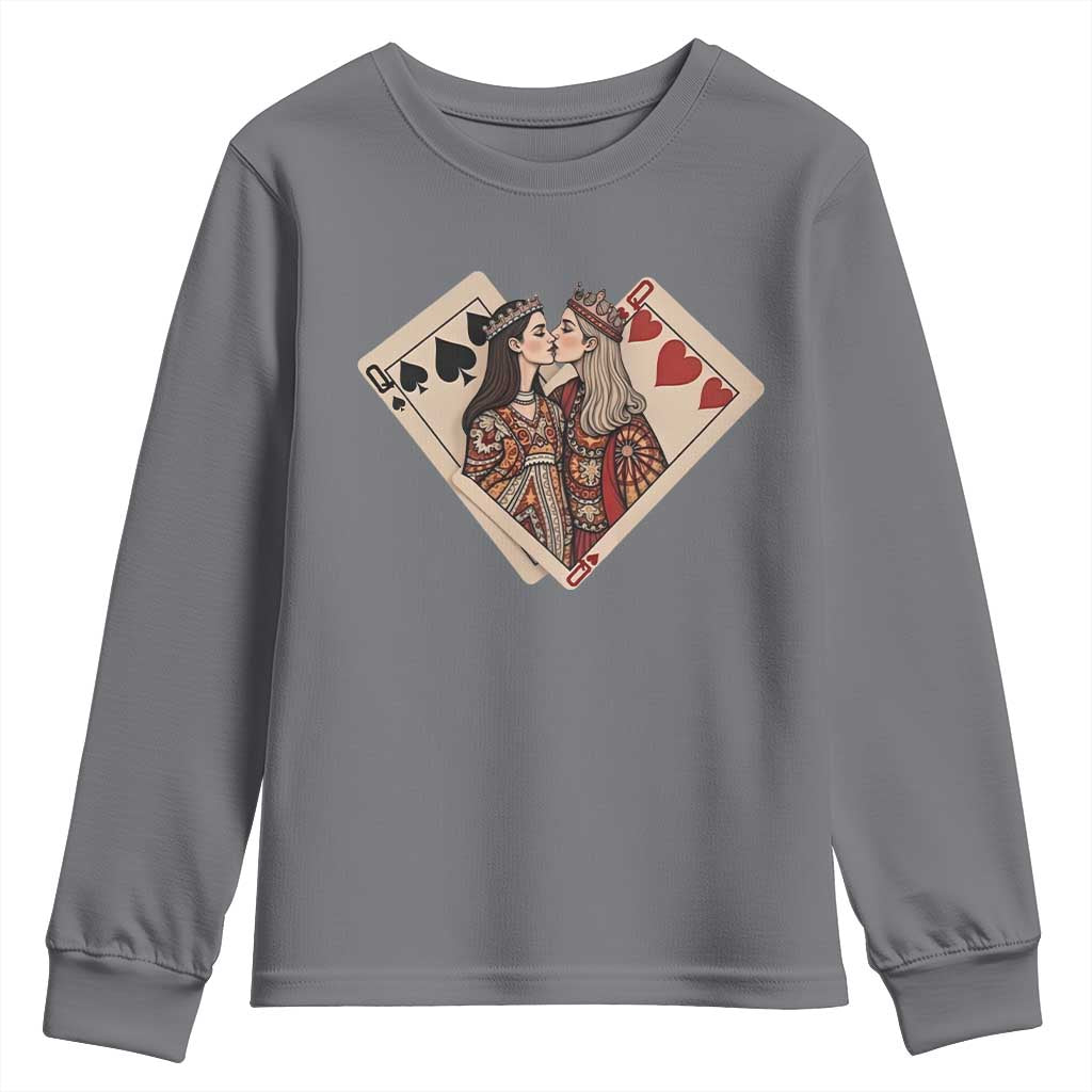 Lesbian Pride Youth Sweatshirt Vintage Kissing Cards Sapphic Art