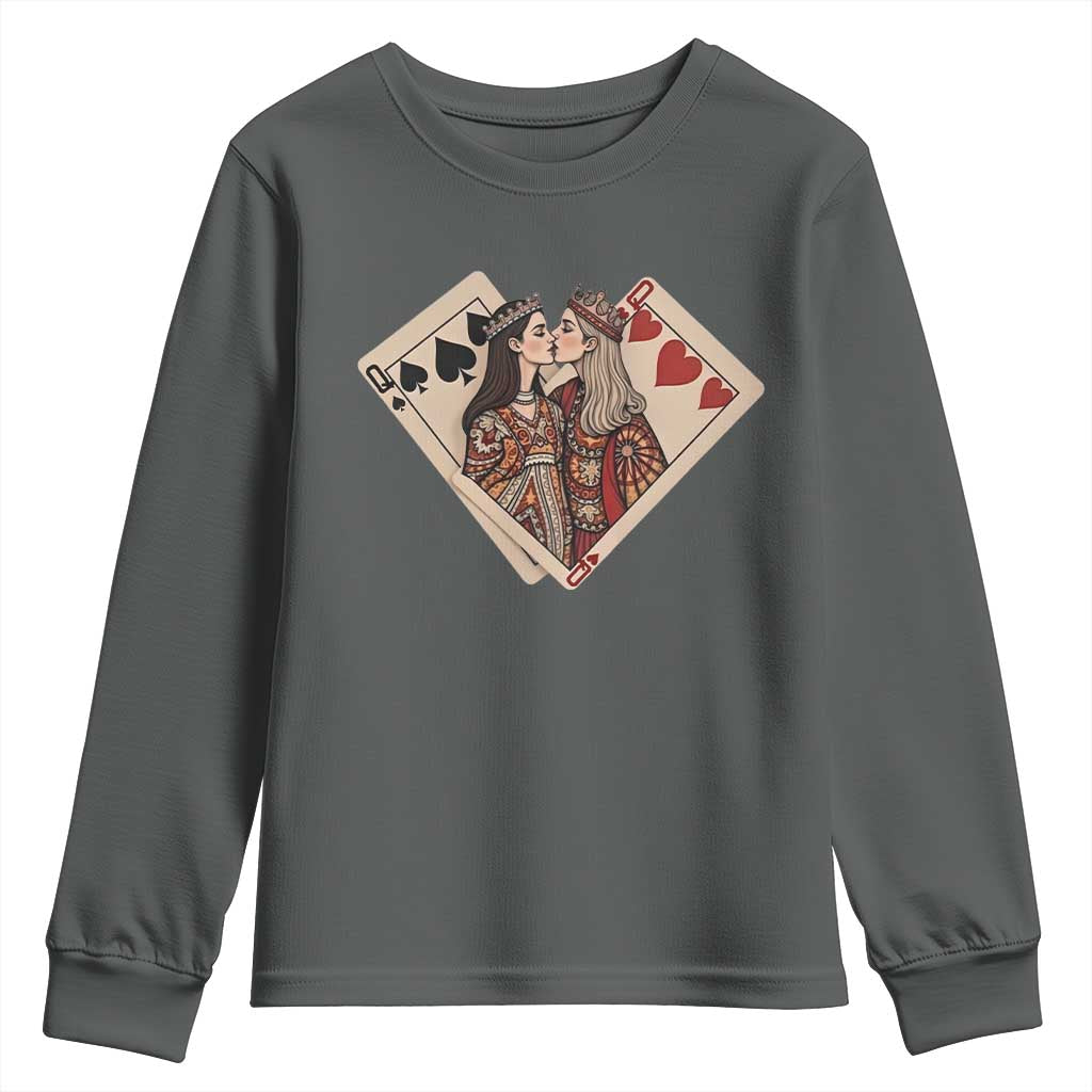 Lesbian Pride Youth Sweatshirt Vintage Kissing Cards Sapphic Art