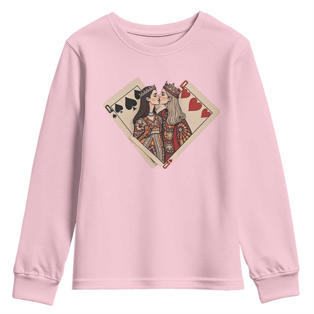 Lesbian Pride Youth Sweatshirt Vintage Kissing Cards Sapphic Art