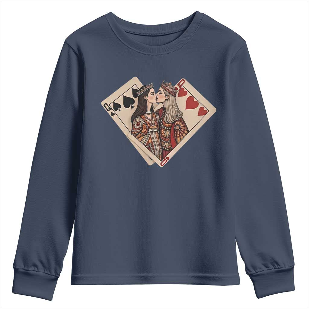 Lesbian Pride Youth Sweatshirt Vintage Kissing Cards Sapphic Art