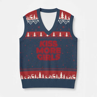 Lesbian V-Neck Knit Sweater Vest Kiss More Girls Funny Pride Month - Wonder Print Shop
