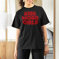 Lesbian T Shirt For Women Kiss More Girls Funny Pride Month