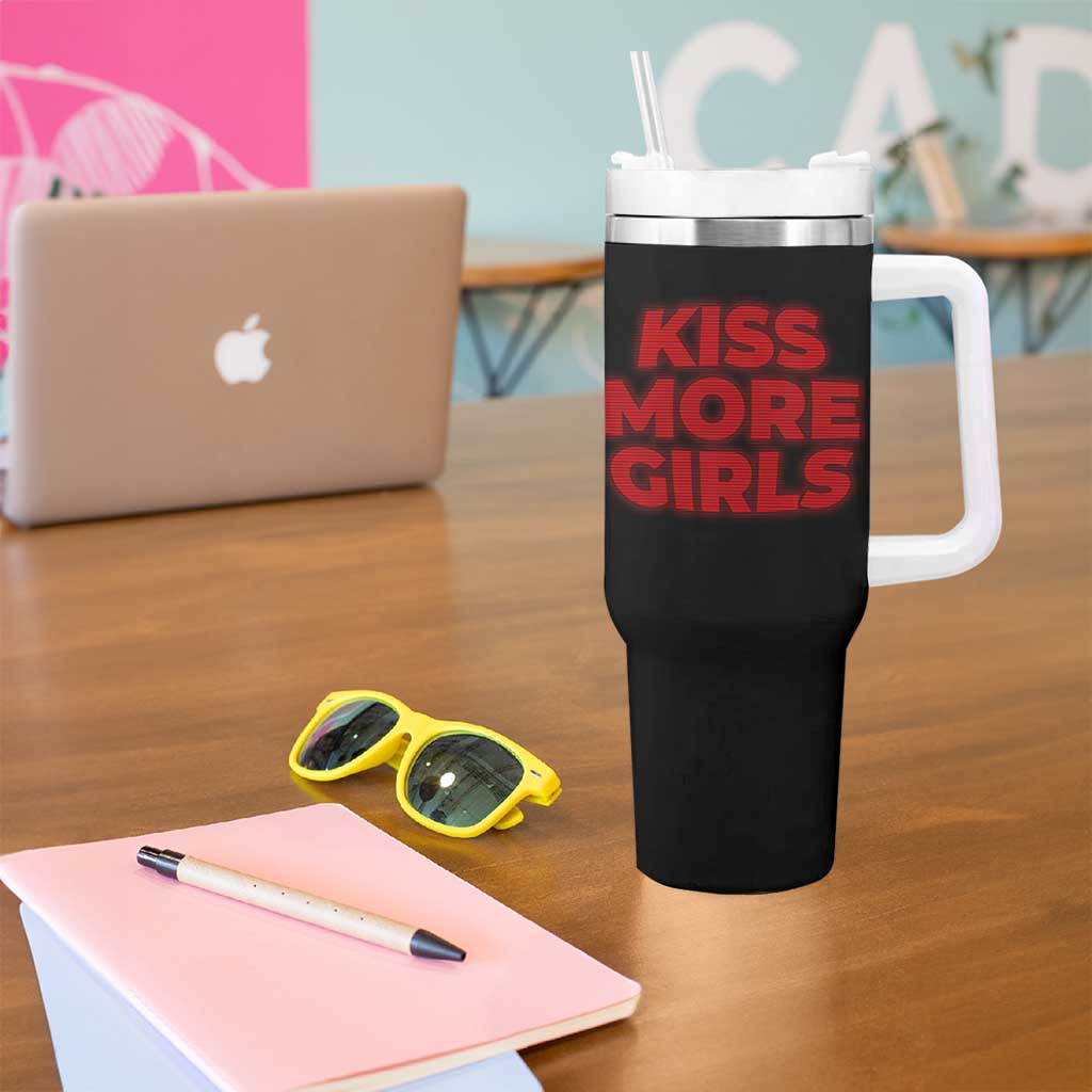 Lesbian Tumbler With Handle Kiss More Girls Funny Pride Month