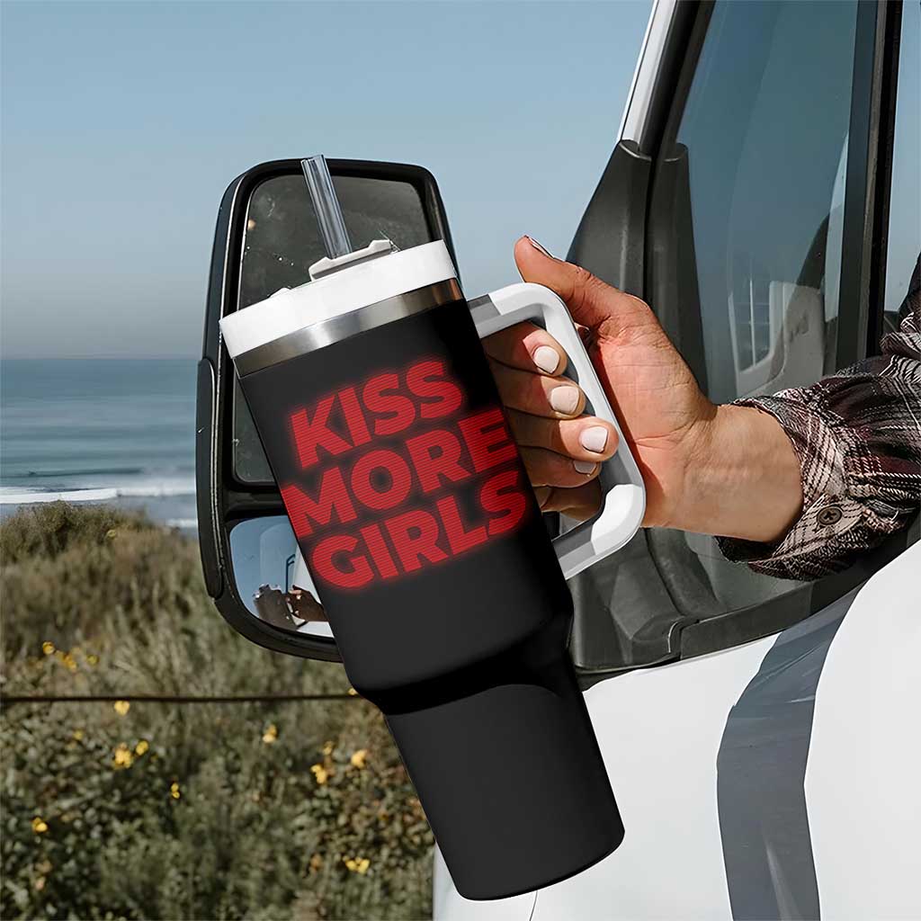Lesbian Tumbler With Handle Kiss More Girls Funny Pride Month