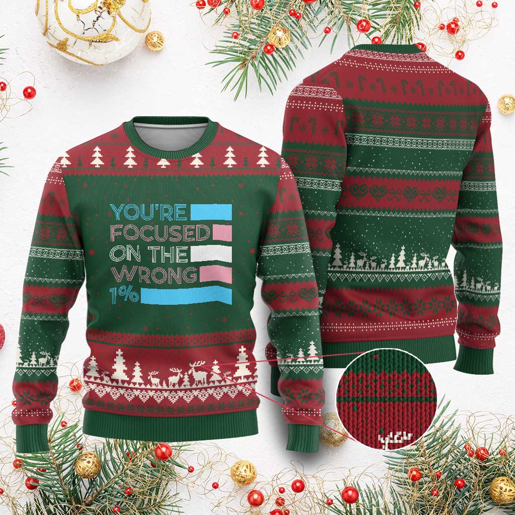 Trans Rights Ugly Christmas Sweater Transgender LGBTQ Queer Pride Ally Social Justice - Wonder Print Shop