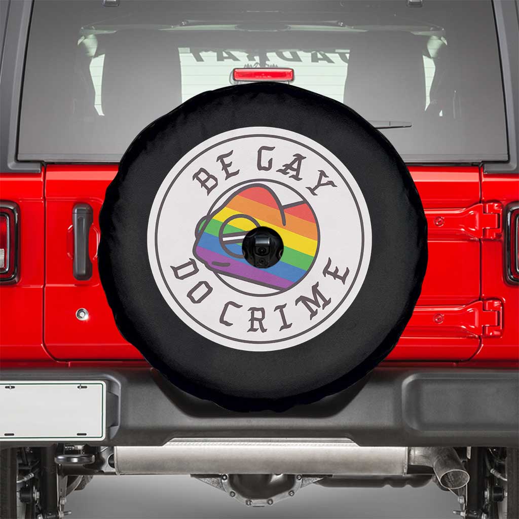 Be Gay Do Crime Rainbow Chameleon LGBTQ Pride Flag Spare Tire Cover - Wonder Print Shop