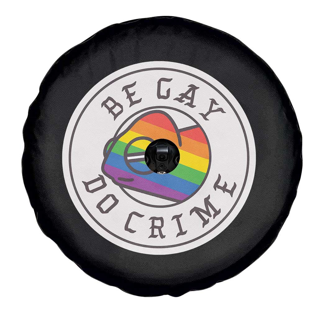Be Gay Do Crime Rainbow Chameleon LGBTQ Pride Flag Spare Tire Cover - Wonder Print Shop