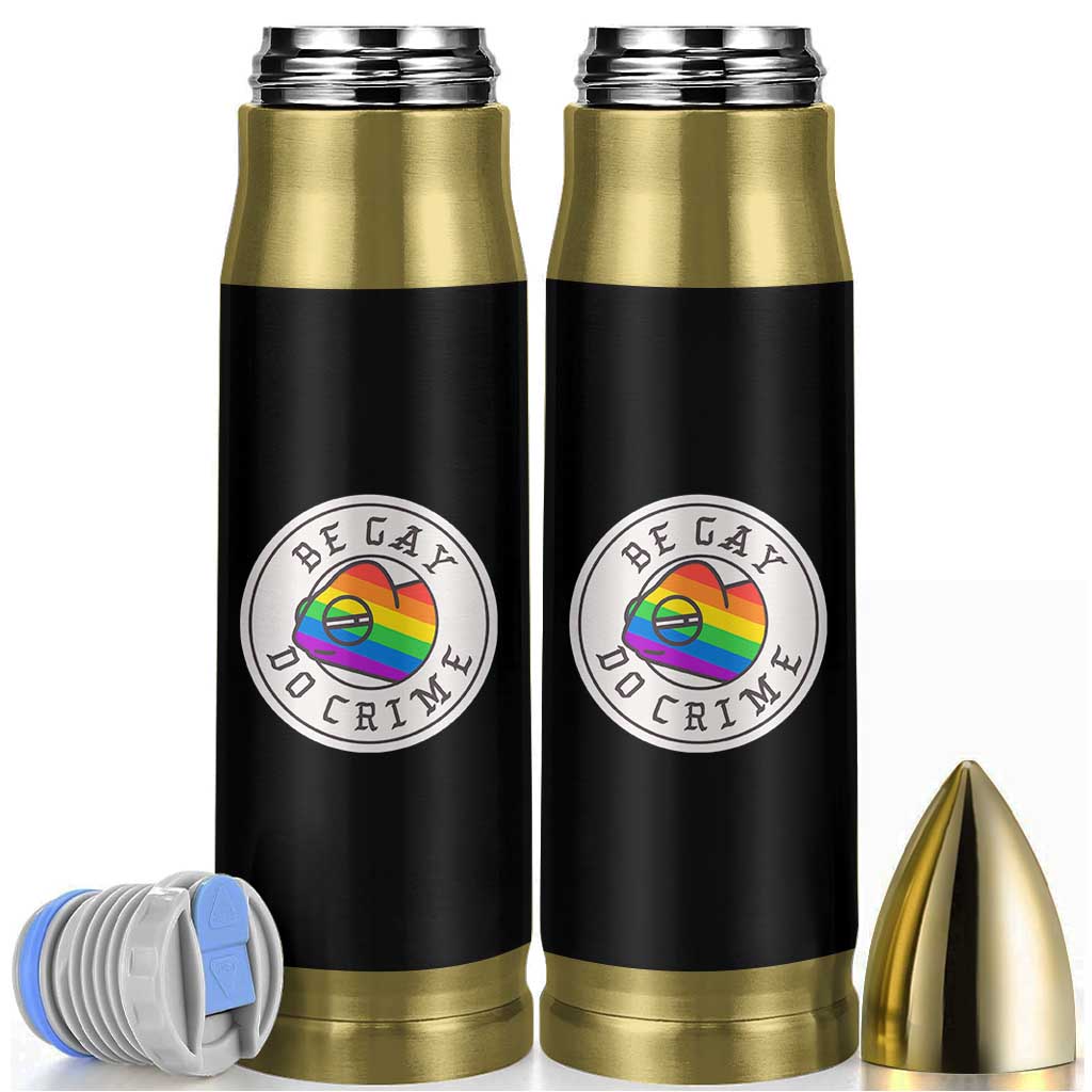 Be Gay Do Crime Rainbow Chameleon LGBTQ Pride Flag Bullet Tumbler - Wonder Print Shop