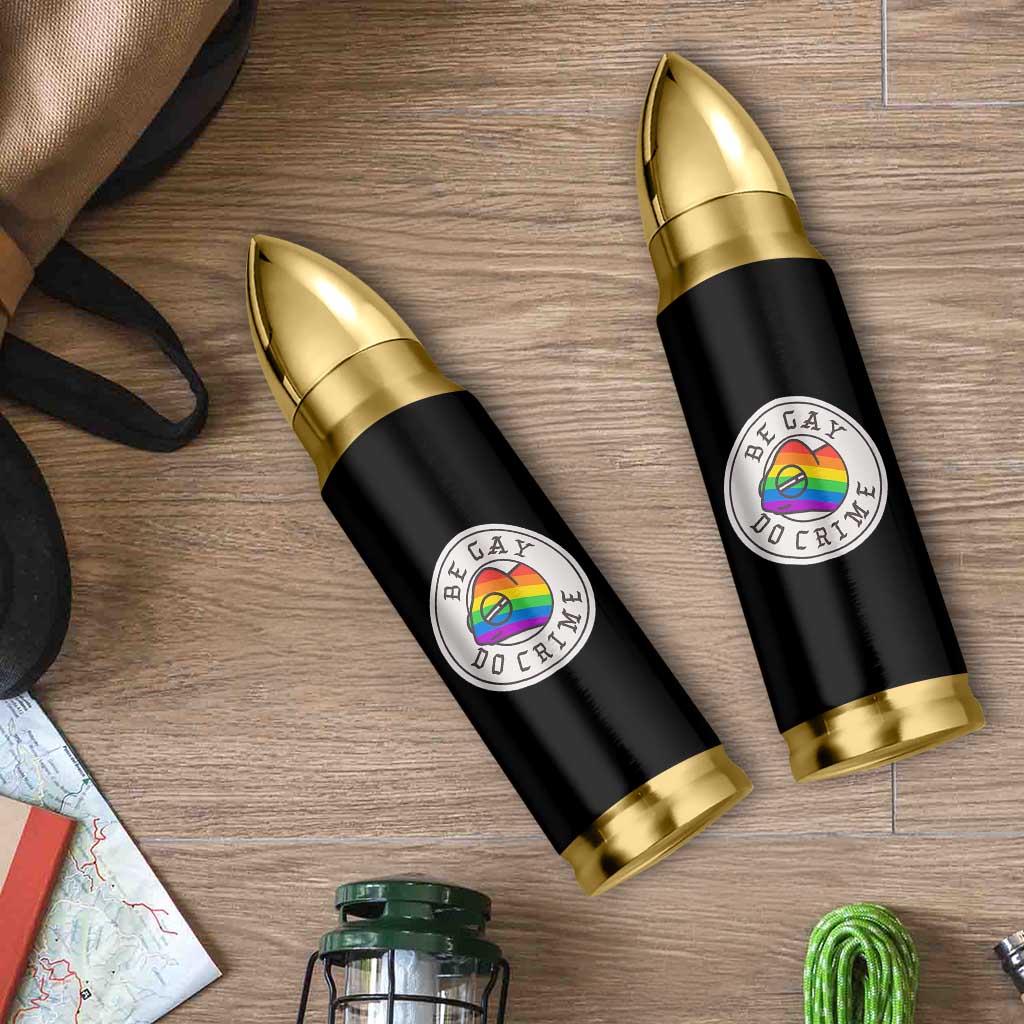Be Gay Do Crime Rainbow Chameleon LGBTQ Pride Flag Bullet Tumbler - Wonder Print Shop