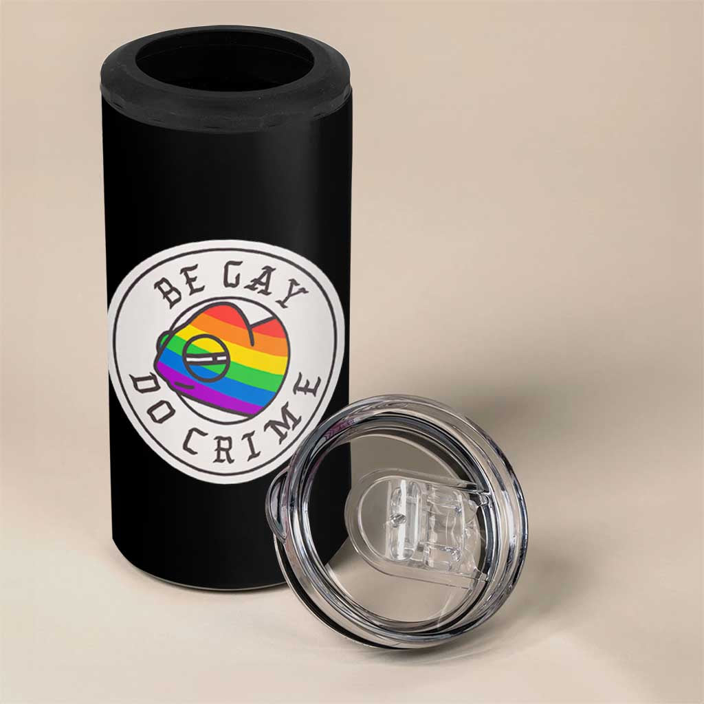 Be Gay Do Crime Rainbow Chameleon LGBTQ Pride Flag 4 in 1 Can Cooler Tumbler - Wonder Print Shop