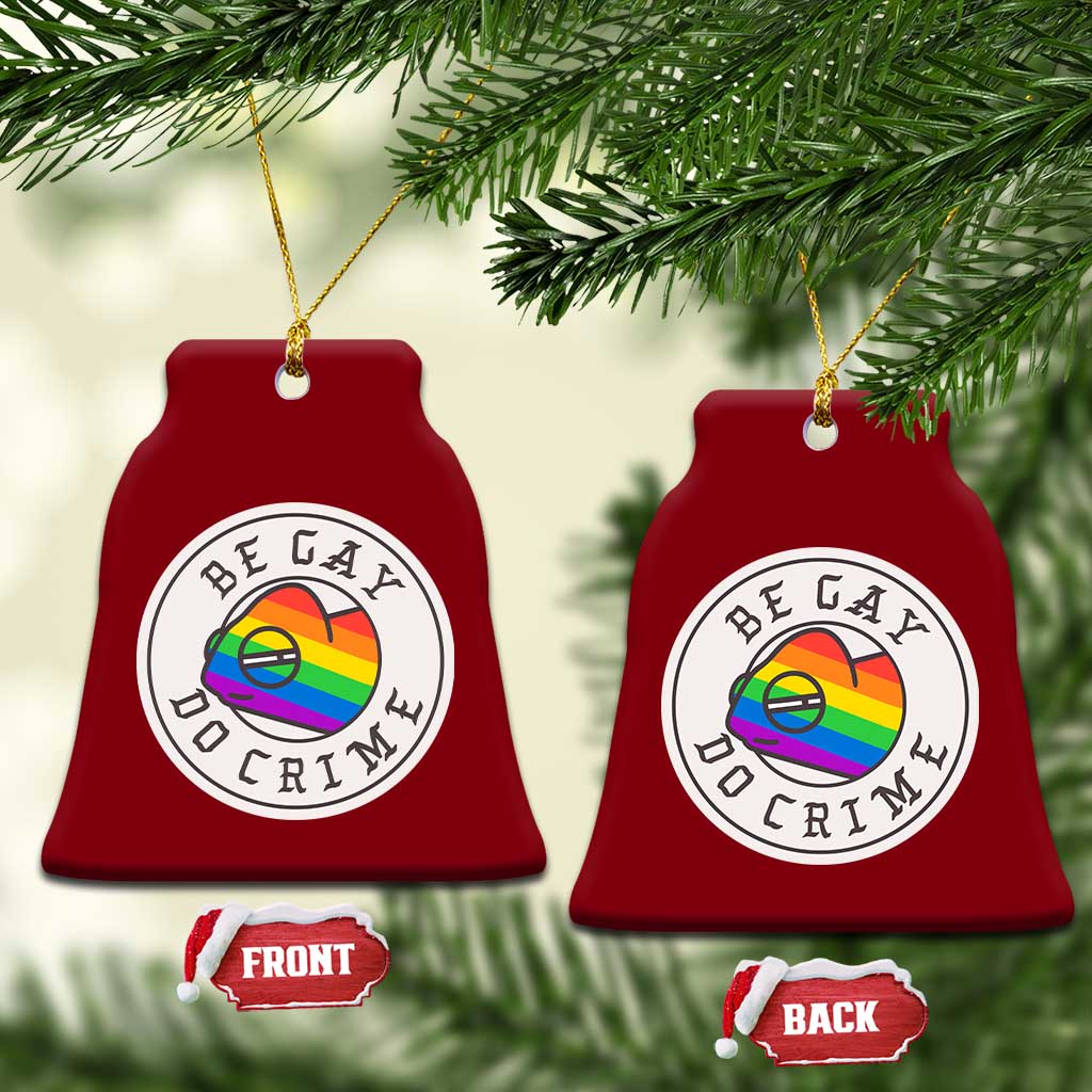 Be Gay Do Crime Rainbow Chameleon LGBTQ Pride Flag Ceramic Ornament - Wonder Print Shop