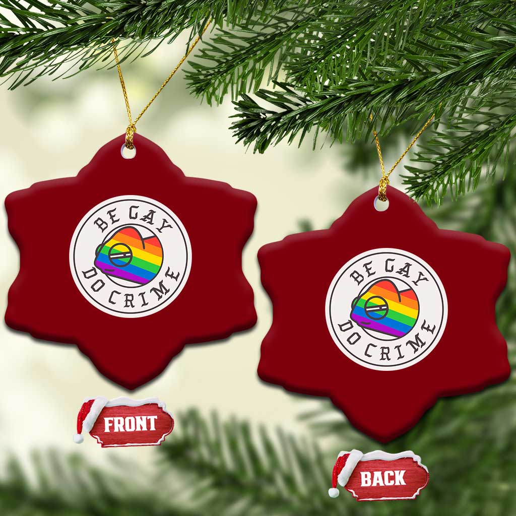 Be Gay Do Crime Rainbow Chameleon LGBTQ Pride Flag Ceramic Ornament - Wonder Print Shop