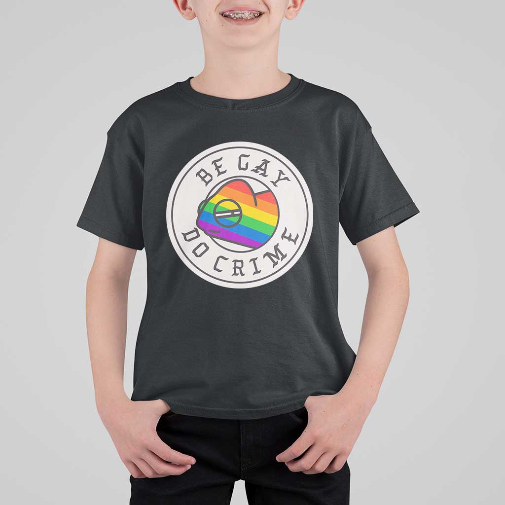 Be Gay Do Crime Rainbow Chameleon LGBTQ Pride Flag T Shirt For Kid - Wonder Print Shop