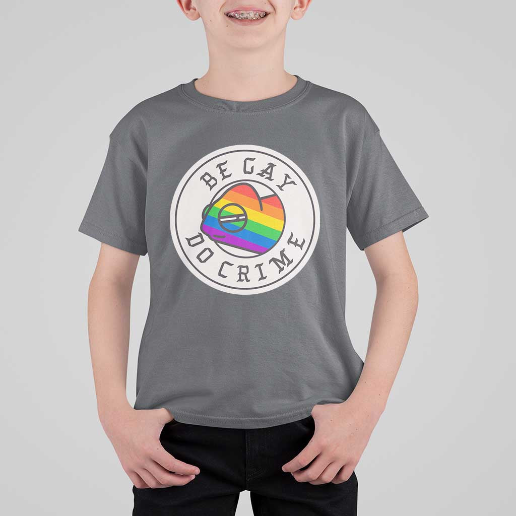 Be Gay Do Crime Rainbow Chameleon LGBTQ Pride Flag T Shirt For Kid - Wonder Print Shop