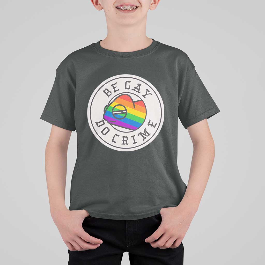 Be Gay Do Crime Rainbow Chameleon LGBTQ Pride Flag T Shirt For Kid - Wonder Print Shop