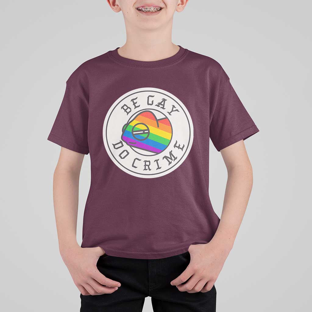 Be Gay Do Crime Rainbow Chameleon LGBTQ Pride Flag T Shirt For Kid - Wonder Print Shop