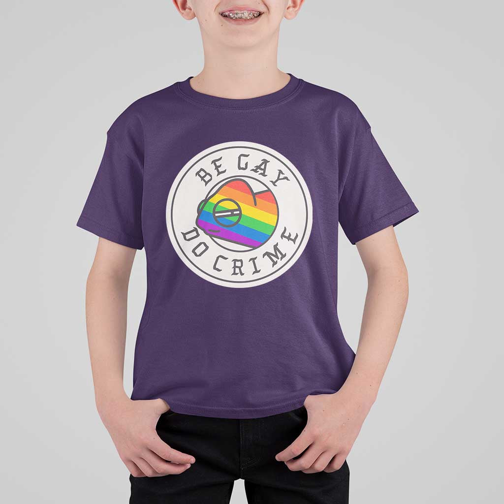 Be Gay Do Crime Rainbow Chameleon LGBTQ Pride Flag T Shirt For Kid - Wonder Print Shop