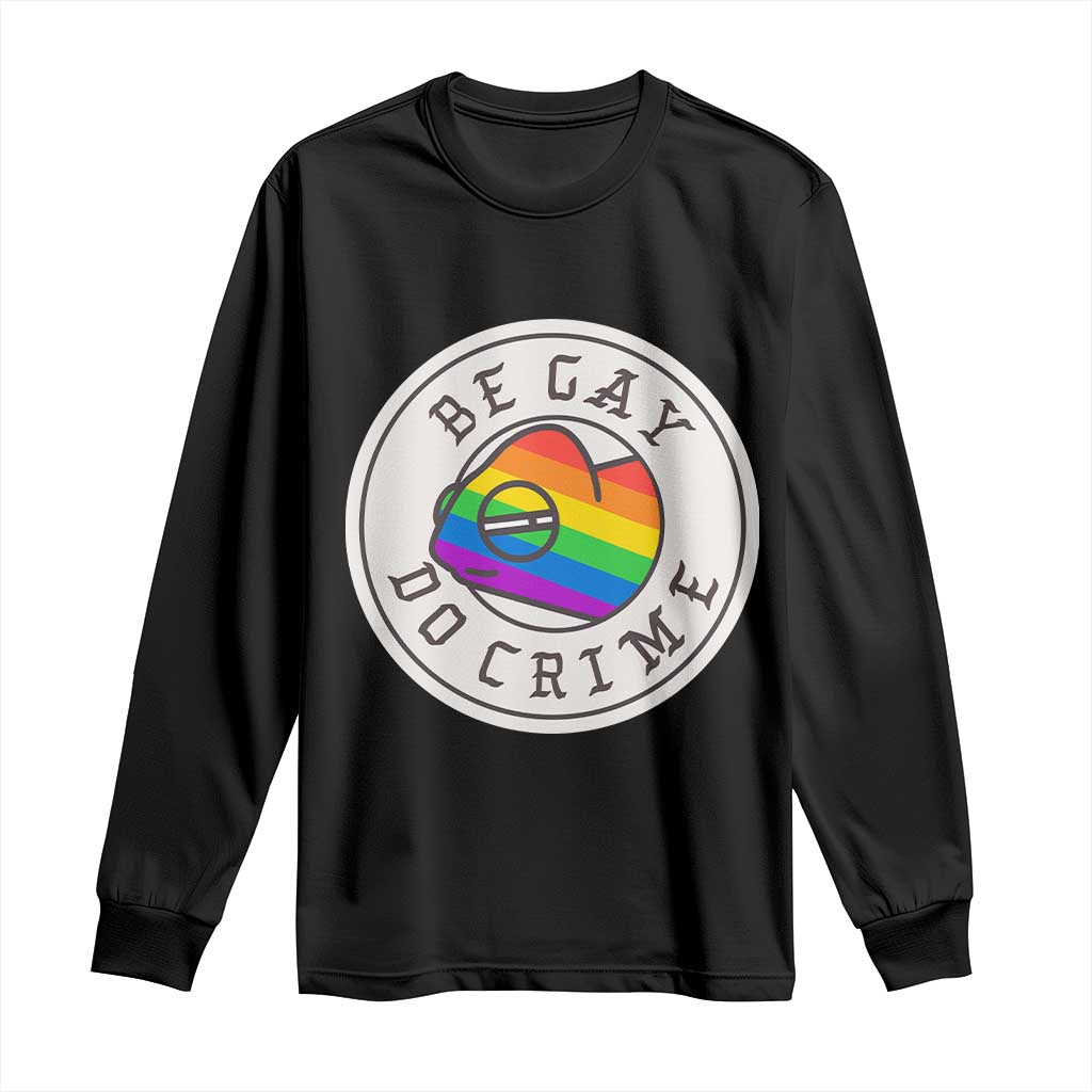 Be Gay Do Crime Rainbow Chameleon LGBTQ Pride Flag Long Sleeve Shirt - Wonder Print Shop