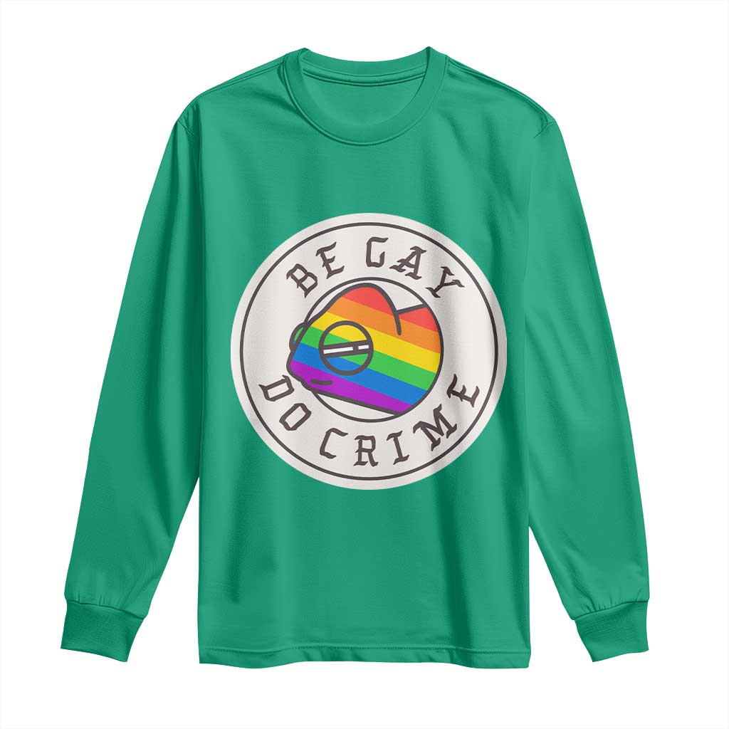 Be Gay Do Crime Rainbow Chameleon LGBTQ Pride Flag Long Sleeve Shirt - Wonder Print Shop