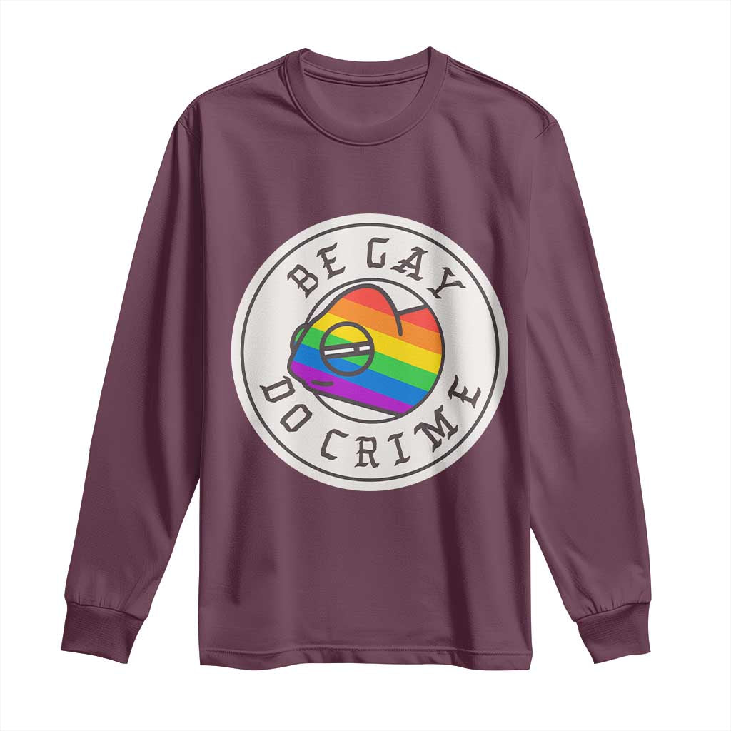 Be Gay Do Crime Rainbow Chameleon LGBTQ Pride Flag Long Sleeve Shirt - Wonder Print Shop