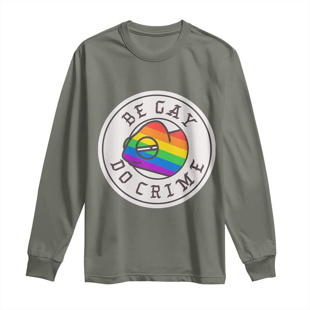 Be Gay Do Crime Rainbow Chameleon LGBTQ Pride Flag Long Sleeve Shirt - Wonder Print Shop