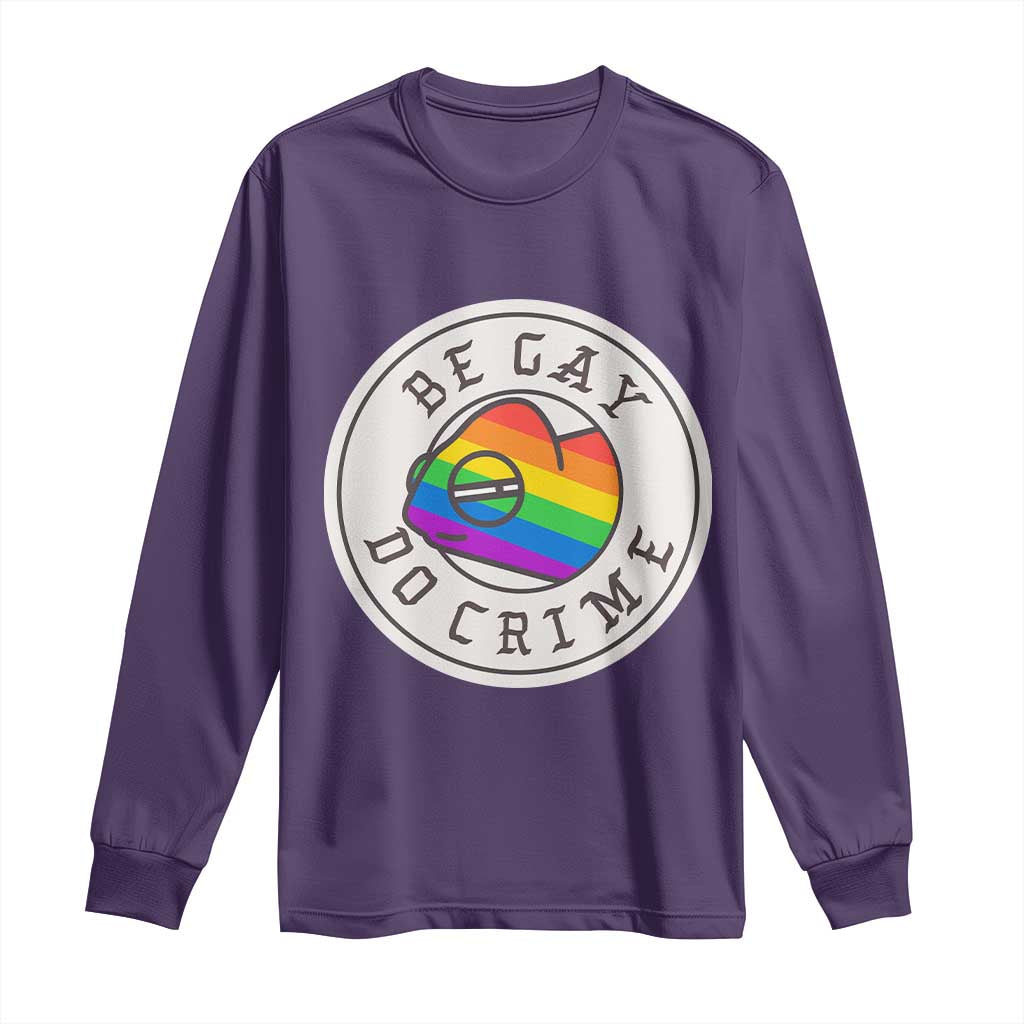 Be Gay Do Crime Rainbow Chameleon LGBTQ Pride Flag Long Sleeve Shirt - Wonder Print Shop