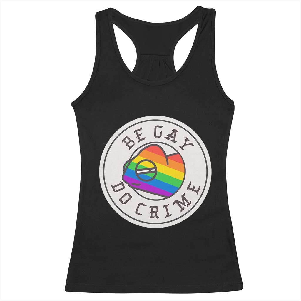 Be Gay Do Crime Rainbow Chameleon LGBTQ Pride Flag Racerback Tank Top - Wonder Print Shop