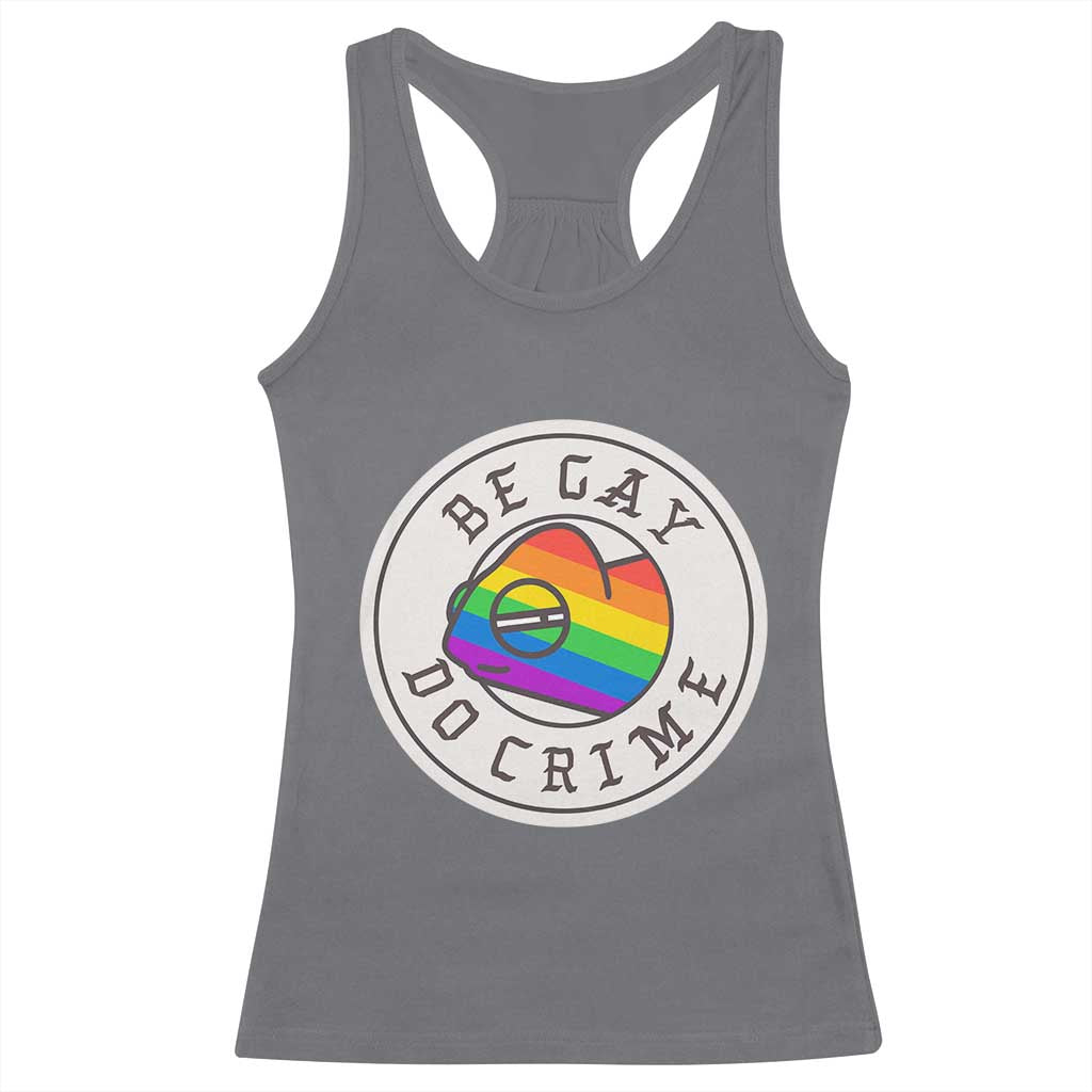 Be Gay Do Crime Rainbow Chameleon LGBTQ Pride Flag Racerback Tank Top - Wonder Print Shop