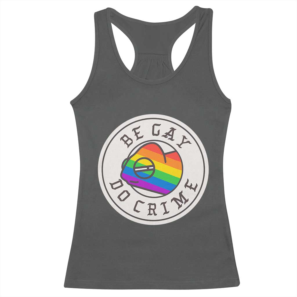 Be Gay Do Crime Rainbow Chameleon LGBTQ Pride Flag Racerback Tank Top - Wonder Print Shop