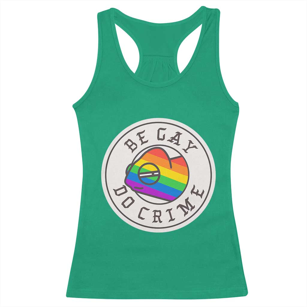 Be Gay Do Crime Rainbow Chameleon LGBTQ Pride Flag Racerback Tank Top - Wonder Print Shop