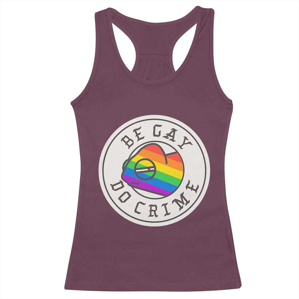 Be Gay Do Crime Rainbow Chameleon LGBTQ Pride Flag Racerback Tank Top - Wonder Print Shop