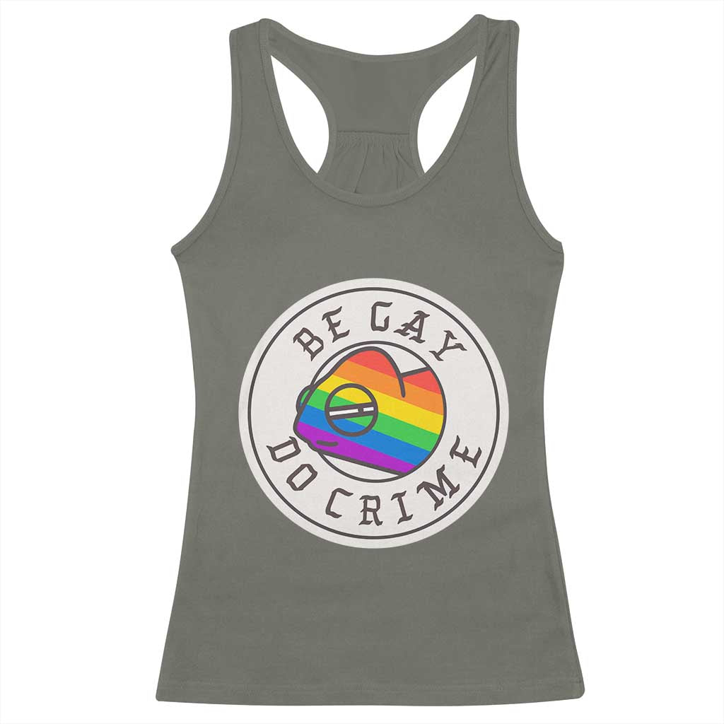 Be Gay Do Crime Rainbow Chameleon LGBTQ Pride Flag Racerback Tank Top - Wonder Print Shop