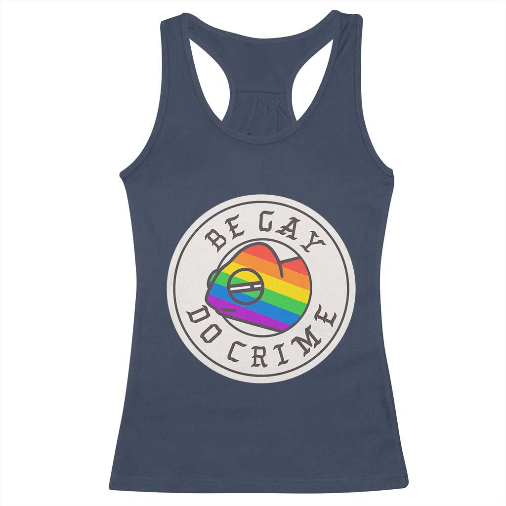 Be Gay Do Crime Rainbow Chameleon LGBTQ Pride Flag Racerback Tank Top - Wonder Print Shop