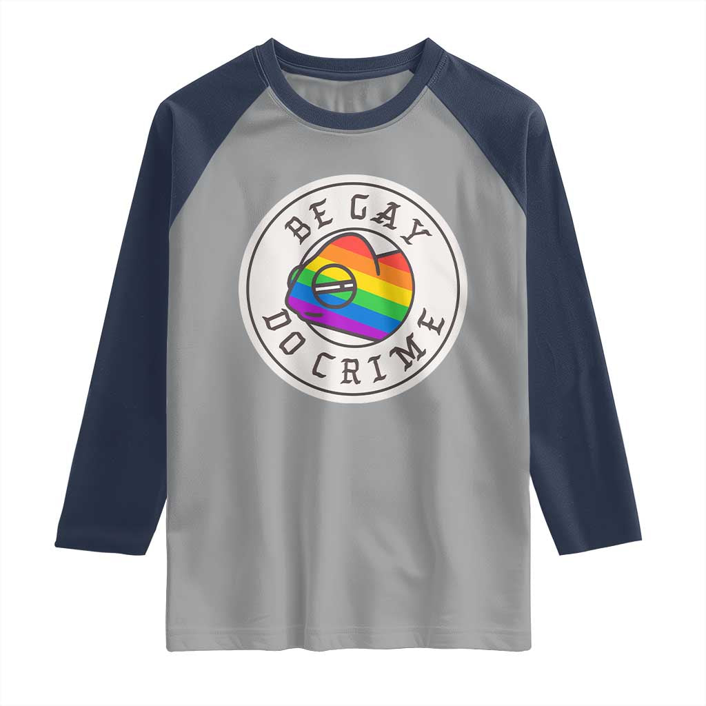 Be Gay Do Crime Rainbow Chameleon LGBTQ Pride Flag Raglan Shirt - Wonder Print Shop