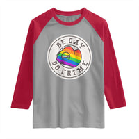 Be Gay Do Crime Rainbow Chameleon LGBTQ Pride Flag Raglan Shirt - Wonder Print Shop